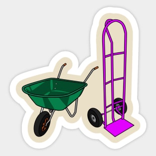 Wheelbarrow & hand trolley cartoon illustration Sticker